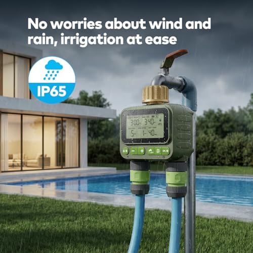 Remote Control Water Timer,2 Zone Sprinkler Timer Brass Inlet for Garden Hose - Image 6