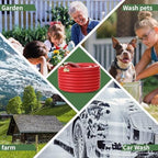 Guitrees Garden Hose 75FT x 5/8”, Heavy Duty Rubber Hose, Water Hose with Five-Layered Braiding, Hot/Cold Water, 1000PSI Burst, 200PSI Working (Red) - Image 6