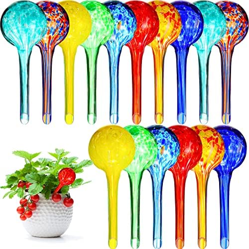 16 Pcs Plant Watering Devices 150ml Small Self Watering Globes for Indoor and Outdoor Planter Insert Multicolored Automatic Glass Watering Globes for Plants Everyday Use, 5 Day Irrigation by Gerrii