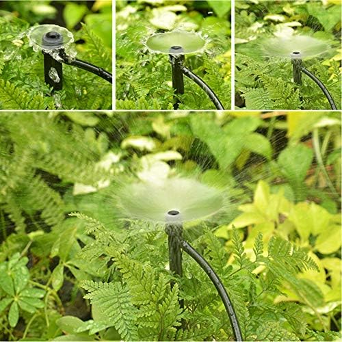 Lxcom Lighting 50 Pack Irrigation Drippers 28cm/11in Drip Emitters Adjustable 360 Degree Full Circle Fan Shape with Stake Micro Sprayer Drip for 1/4 inch Irrigation Tube Hose for Garden(Black) - Image 5