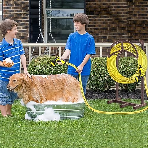 Garden Water Hose Holder 5 Spikes, Brown Hose Stand for Outside for Outside - Image 5