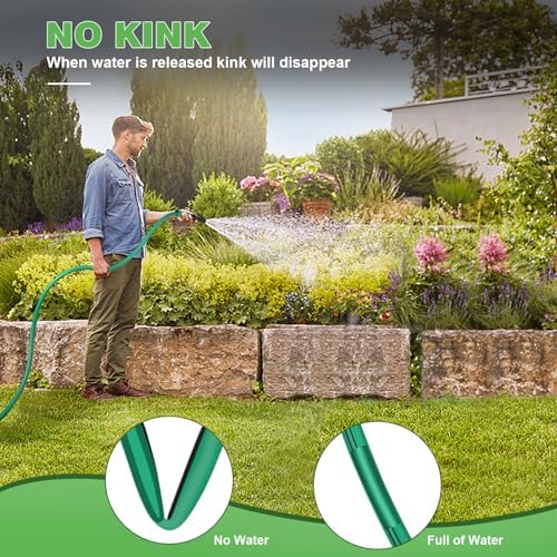AIODE Heavy Duty Garden Hose, 5/8 in x 100 FT, Super Flexible Hybrid Rubber - Image 2