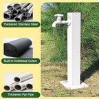 Water Hose Stand with Faucet - Versatile Garden Hydrant, Outdoor Fountain, Round/Square/Hexagon Design, Perfect for Yard & Patio Use (White 37.4in) - Image 3
