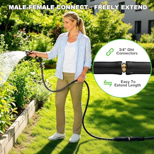 100FT Garden Hose, 2026 New Upgraded Fabric Thickened Non-Expanding Water Hose, Ultra Lightweight & Flexible, Burst-Resistant, Kink-Free Hose 700 PSI for Outside, RV, Yard, 3/4GHT, Black-Gray - Image 6