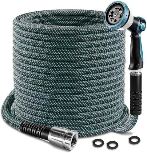 VERDOW Garden Hose Water Hose 100ft Lightweight Flexible, Kink-Free Outdoor 3/4" Rustproof Metal Fittings, 10-Pattern 360° Rotating Spray Nozzle for Yard Lawn Car Wash by Unknown