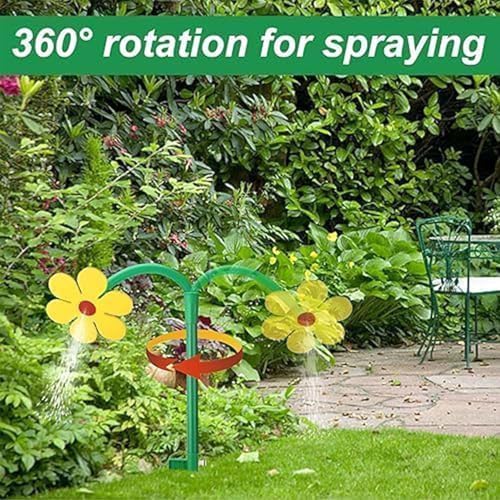 Crazy Daisy Sprinkler, Crazy Dancing Flower Water Sprinklers, Funny 360°Rotating Sun Flower Dancing Daisy Lawn Sprinkler, Irrigation Tool for Yard Watering Kids Pets Playing (2PCS-A) - Image 4
