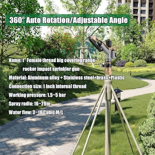 1" Agriculture Farm Irrigation Sprinkler Watering Spray 360° Rotary - Image 4