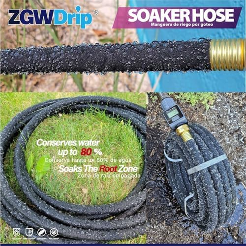 100FT 5/8" Water-Saving Soaker Hose with Solid Brass Connectors, High-Flow Drip Irrigation for Lawn & Landscaping with Metal Staples - Image 5
