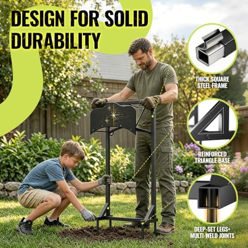 Garden Hose Holder & Water Hose Reel, Heavy Duty Freestanding Rack with 4 Spikes - Image 6