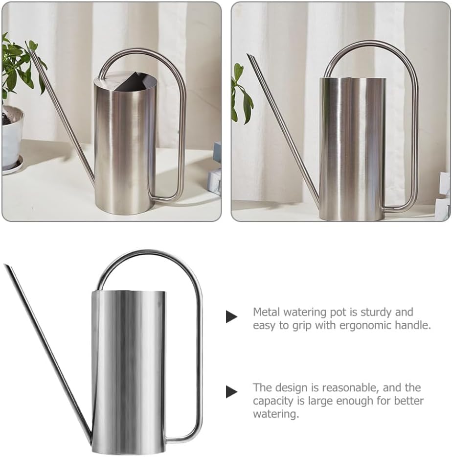 Generic Stainless Steel Indoor Watering Can with Long Spout for Precise Plant Care Ergonomic Handle Capacity Indoor and Outdoor Gardening Jug - Image 2