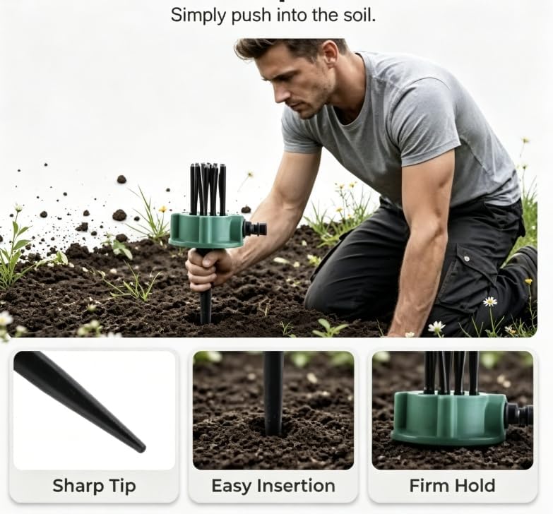 360° Coverage Rotating Lawn Sprinkler for Large Areas – Adjustable Water-Saving System with Durable Spike Base, Compatible with 1/2", 3/4" and 1" Garden Hoses (3PC+1/2"、3/4"、1 "Fit) - Image 2