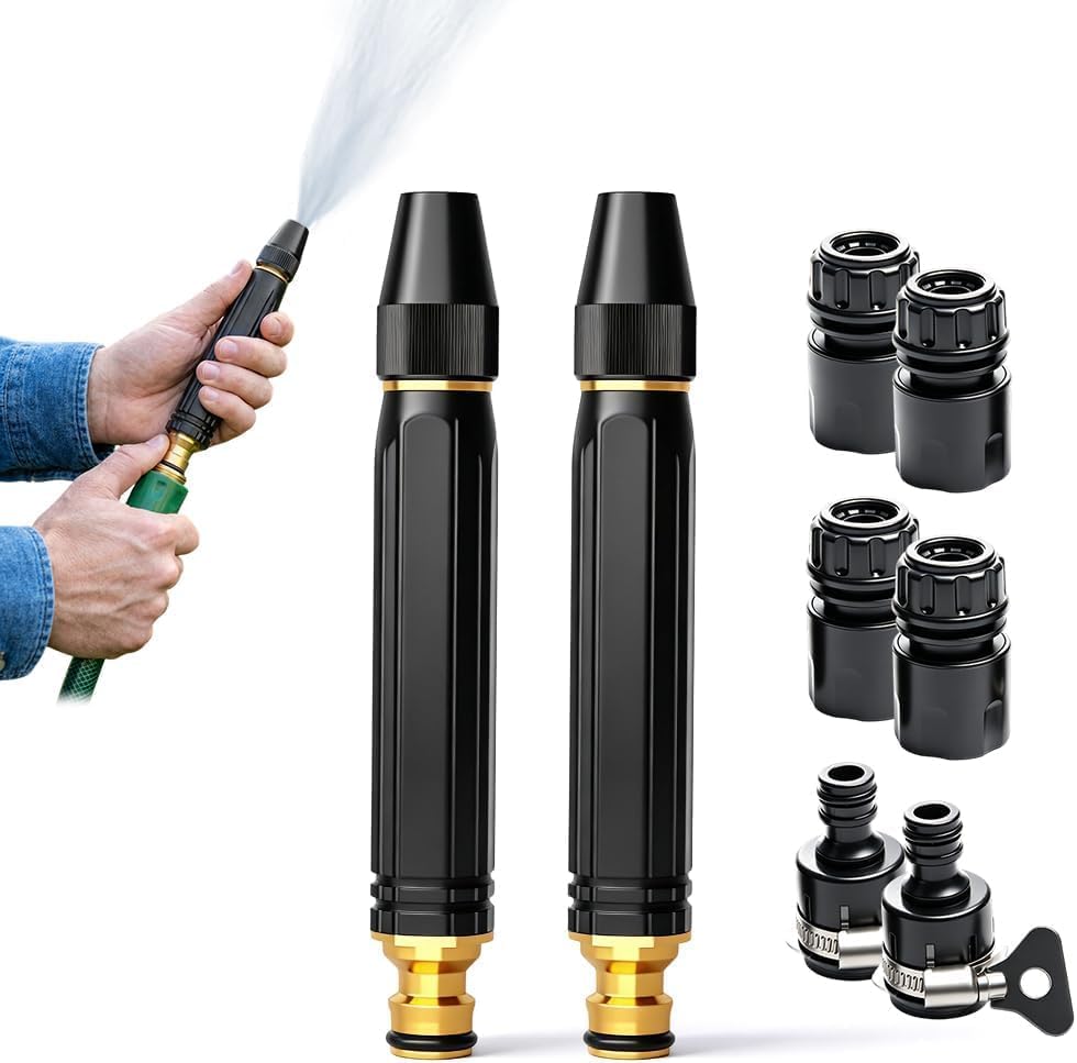 Jet Nozzle Power Washer for Garden Hose, Heavy Duty Adjustable Hose Nozzle, Garden Hose Nozzle High Pressure Powerful Cleaning Spray Evenly, High Pressure Hose Nozzle for Car Washing (A, 2pcs) by Unknown