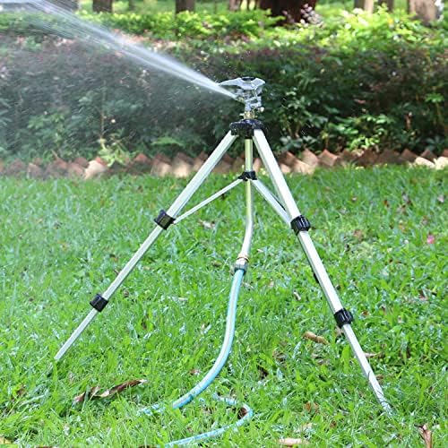 STYDDI Heavy Duty Impact Sprinkler on Tripod Base, Tall Metal Pulsating Telescoping Tripod Sprinkler for Large Area, Yard, Lawn, Garden, Waters up to 70 Ft. Diameter, Legs Extends Up to 36-inch - Image 6
