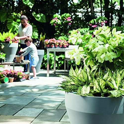 Crescent Garden TruDrop Rim Modern Self Watering Planter with Water Level Indicator, Indoor/Outdoor Weather-Safe Round Plant Pot, Grow Healthy Plants & Flowers - 22" W (Midnight) - Image 5