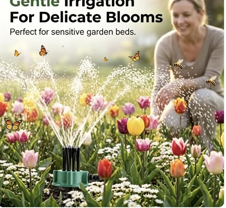 360° Coverage Rotating Lawn Sprinkler for Large Areas – Adjustable Water-Saving System with Durable Spike Base, Compatible with 1/2", 3/4" and 1" Garden Hoses (3PC+1/2"、3/4"、1 "Fit) - Image 4
