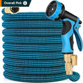 50 ft Expandable Garden Hose with 10 Function Nozzle Sprayer, Lightweight Flexible Water Hose with Durable Collapsible Latex Core & Solid Brass Fittings, 50ft Retractable Stretch Hose Black & Blue by Smainder