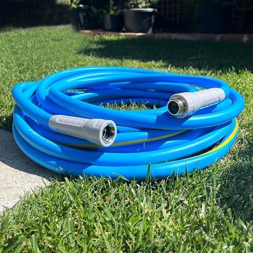 HQMPC Hose Garden Hose With 5/8 in. x 50 ft., Water Hose For Garden Lawn Watering Heavy Duty Durable Material Water Hose Solid Brass Fittings With Nozzle (BLUE) - Image 6