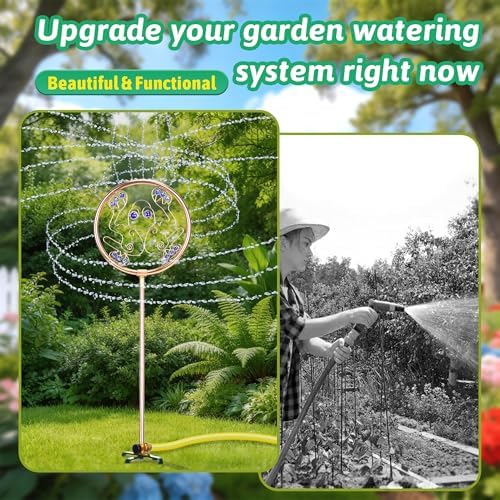 34" Tall Copper-Coated Stainless Steel Garden Sprinkler, 360° Rotating Decorative Ornamental Sprinkler for Lawn, Yard & Landscape Watering (Frog) - Image 6