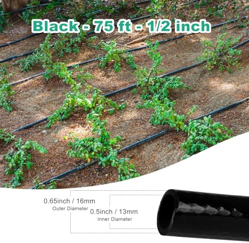 1/2 Inch Irrigation Tubing, 75 ft Polyethylene Irrigation Hose, Thick, Durable, and Flexible Drip Irrigation Tubing, Safe for Fish and Plants - Image 2