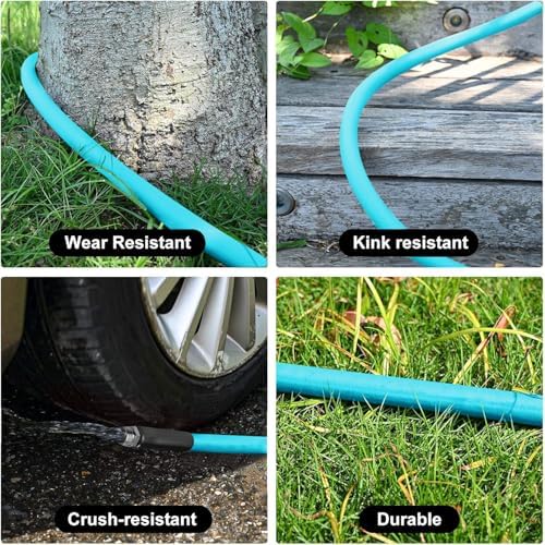 Garden-Hose 200ft x 5/8 in Heavy Duty, Lightweight and Flexible Water Hose, Burst 600 psi, Kink-less Hybrid Rubber Hose for Backyard, 3/4'' Solid Metal Fittings for All Your Watering Need - Image 6