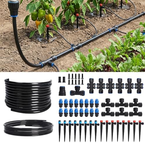 IDEALHOUSE Drip Irrigation Kit, Quick-Connect DIY System, 1/2 in 33 ft Mainline and 1/4 in 200 ft Tubing, Adjustable POM Nozzles,3 Kinds of Sprayers for Garden and Greenhouse - Image 7