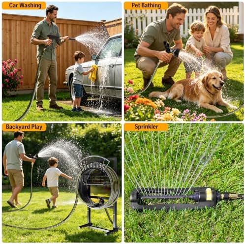 Garden Hose Holder with 45ft Kink Free Water Hose Kit - Image 6