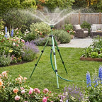 Asixxsix Tripod Sprinkler, Zinc Alloy Head Adjustable 360 Degree Rotating Lawn Sprinkler with Base Three Height Settings Flip Locks for Garden Lawn Patio Pool Cooling - Image 5