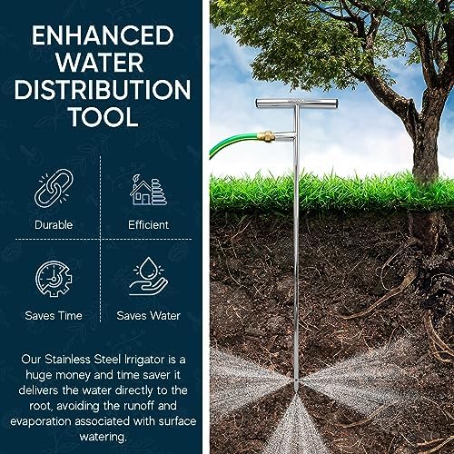 Varomorus Stainless Steel Deep Root Feeder for Tree Watering Spike Tool Irrigation for Outdoor Plants System Wand T-Handle One-Piece - Image 6