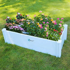 BLUU Planter Raised Garden Beds Plastic Vinyl Garden Box for Growing Vegetables Flowers Herbs Large White DIY Outdoor Patio Backyard Kits, Rectangular, 2 x 4 FT by Unknown
