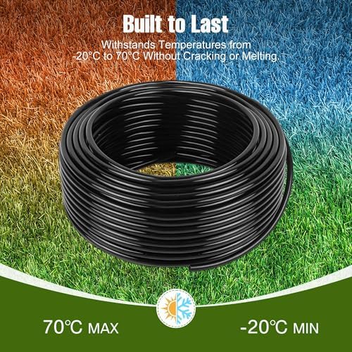 100FT 1/4 Inch Drip Irrigation Tubing with 10 Pack Push-to-Connect 1/4" Tee Connectors, Distribution Drip Line Hose & Universal Tee Fitting, for Drip Irrigation Parts or Drip System and Misting System - Image 4