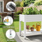 Elevate 33.7" Tall Raised Garden Bed with Wheels, Divisible Resin Planter Box with Drainage Gauge & Storage Shelf, Herb Planter for Garden Patio Backyard, Ashen (33.7" h) - Image 4