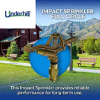 Underhill Impact Sprinkler Head Metal, 1 1/4-Inch MPT Full Circle, Brass, 96-Foot, 1-Inch Drive Nozzle, 1/8-Inch Close-in Nozzle, SI125F - Image 2