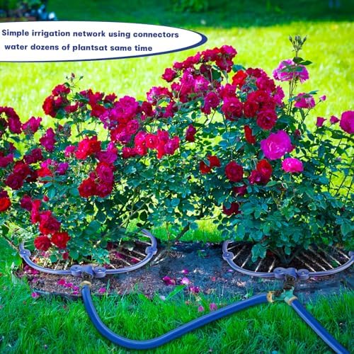 2Pcs 360° Tree Water System Tree Watering Ring 20 Inch Circle Sprinkler and Irrigation System Targeted Water with Y Hose Splitter for New Tree Outdoor Plants Raised Garden Beds Shrubs (Blue, Large) - Image 5