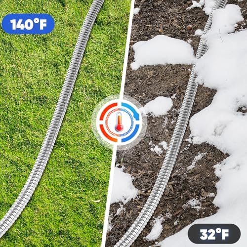 Garden Hose 50ft, Stainless Steel Metal Hose with 10 Function Nozzles - Image 7