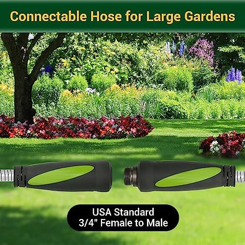 Ultimate Garden Hose Bundle: 75FT and 100FT Heavy-Duty Water Hose Set with Swivel Handle & 8 Function Nozzle for Versatile Watering Needs, Flexible, No Kink, Lightweight Metal Hoses by 360+GADGET