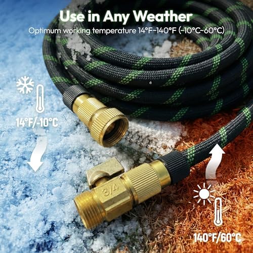 E& P Garden Hose 100ft, Non-Expanding Water Hose with 10-Function Nozzle - Image 6
