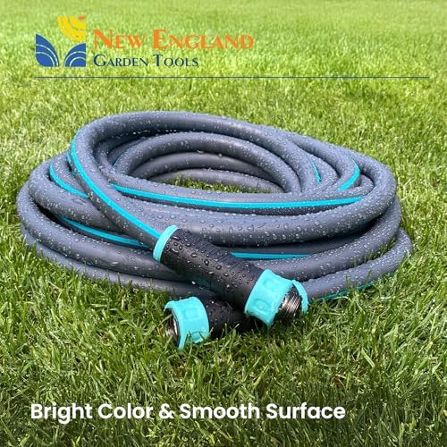 Hybrid Garden Water Hose 100 ft x 5/8”, Durable Heavy Duty Material, Kink-Free with Swivel Grips and Anodized Couplings, 700007 by New England Garden Tools - Image 2