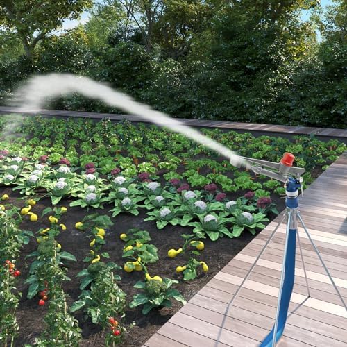 1'' Agriculture Irrigation Spray Gun Sprinkler Large-Area Irrigation Spray Gun Garden Farm Watering Sprinkler 360° Adjustable Watering for Farms, Orchards, Tea Gardens, Forestry - Image 6