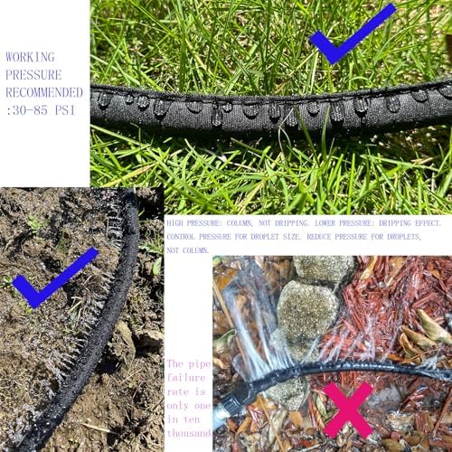Secbulk 2026 Flat Soaker Hose 150 ft for Garden, 150' (75ft x 2) Linkable Drip Hose Diy Garden Irrigation System Saving 80% Water, Dual-layer Leak-free Design Water Hose with Holes - Image 6