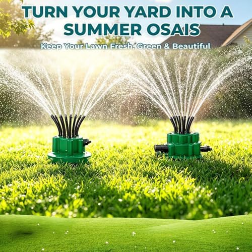 360° Multi-Directional Lawn Sprinkler for Garden & Yard - Precision Irrigation System with 12 Flexible Spray Nozzles, All-Season Durable ABS/PVC Garden Sprinkler with Secure Ground Spike (3Pcs) - Image 2