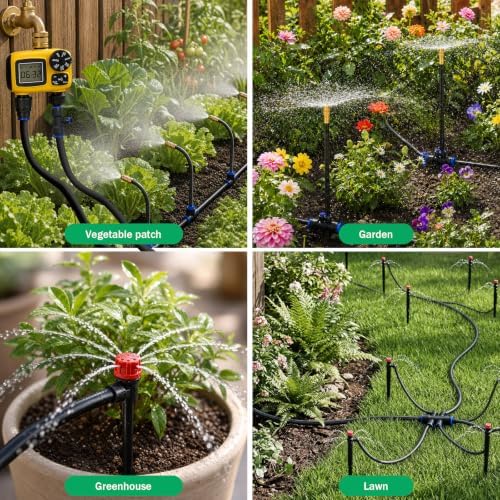 230FT Automatic Drip Irrigation System Kit with 2 Zone Sprinkler Timer - Image 5