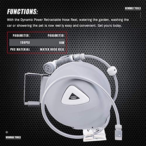 Retractable Garden Water Hose Reel Storage Gun Rewind Wall Mount 32Feet/65Feet/100Feet (32 Feet) - Image 2