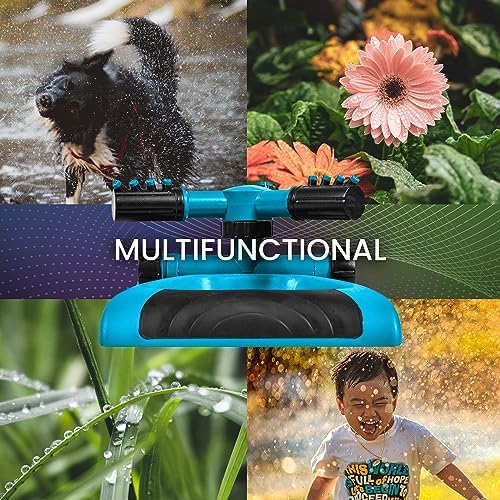 Joeys Garden Rotating Lawn Sprinkler for Yard & Kids, 360° Coverage, Blue - Image 5