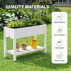Elevate 33.7" Tall Raised Garden Bed with Wheels, Divisible Resin Planter Box with Drainage Gauge & Storage Shelf, Herb Planter for Garden Patio Backyard, Ashen (33.7" h) - Image 6