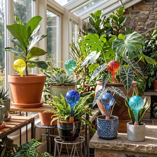 Mifoci 6 Set Plant Watering Devices, 6 Glass Water Bulbs with 6 Terracotta Water Spikes for Plants and 2 Funnels, Plant Watering Globes Set for Indoor and Outdoor Garden - Image 5