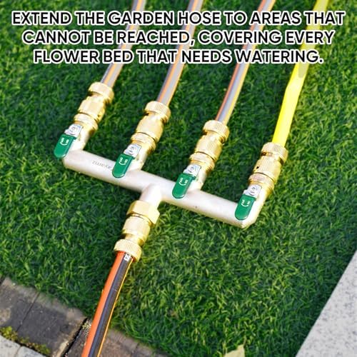 4 Way Garden Hose Splitter, 3/4" GHT Water Spigot Splitter(Green) - Image 6
