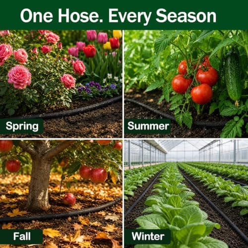 1/2″ Soaker Hose 165 FT, Porous Drip Hose with Connectors, Garden Drip Irrigation System Saving 80% Water, Heavy Duty Rubber Linkable Garden Hose for Lawn Yard, Garden Beds, Vegetable Beds - Image 5