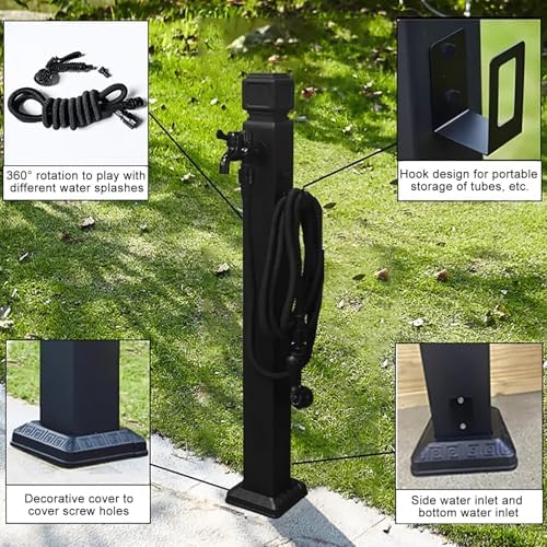 Vertical Square Garden Water Column, Outdoor Antifreeze Hose Stand Double Outlet Faucet with Spray Gun, Water Dispenser Hydrant for Irrigation and Washing(95cm/37in) - Image 5