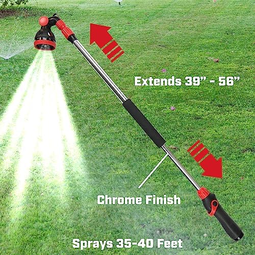 CHAPIN International 4673 10 Pattern Rotatable Nozzle and 39 to 56 inches Extension Telescoping Watering Wand, Black/Red, 39-56 inches - Image 2