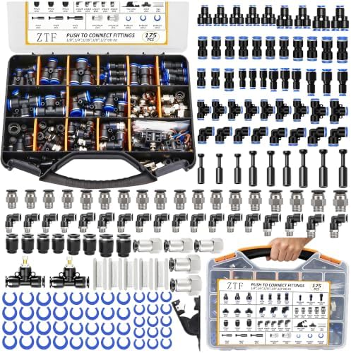 ZTF 175PCS Quick Connect Hose Fittings,1/8",1/4",3/8",1/2"Air Hose Fittings by Professionalfastenerexper